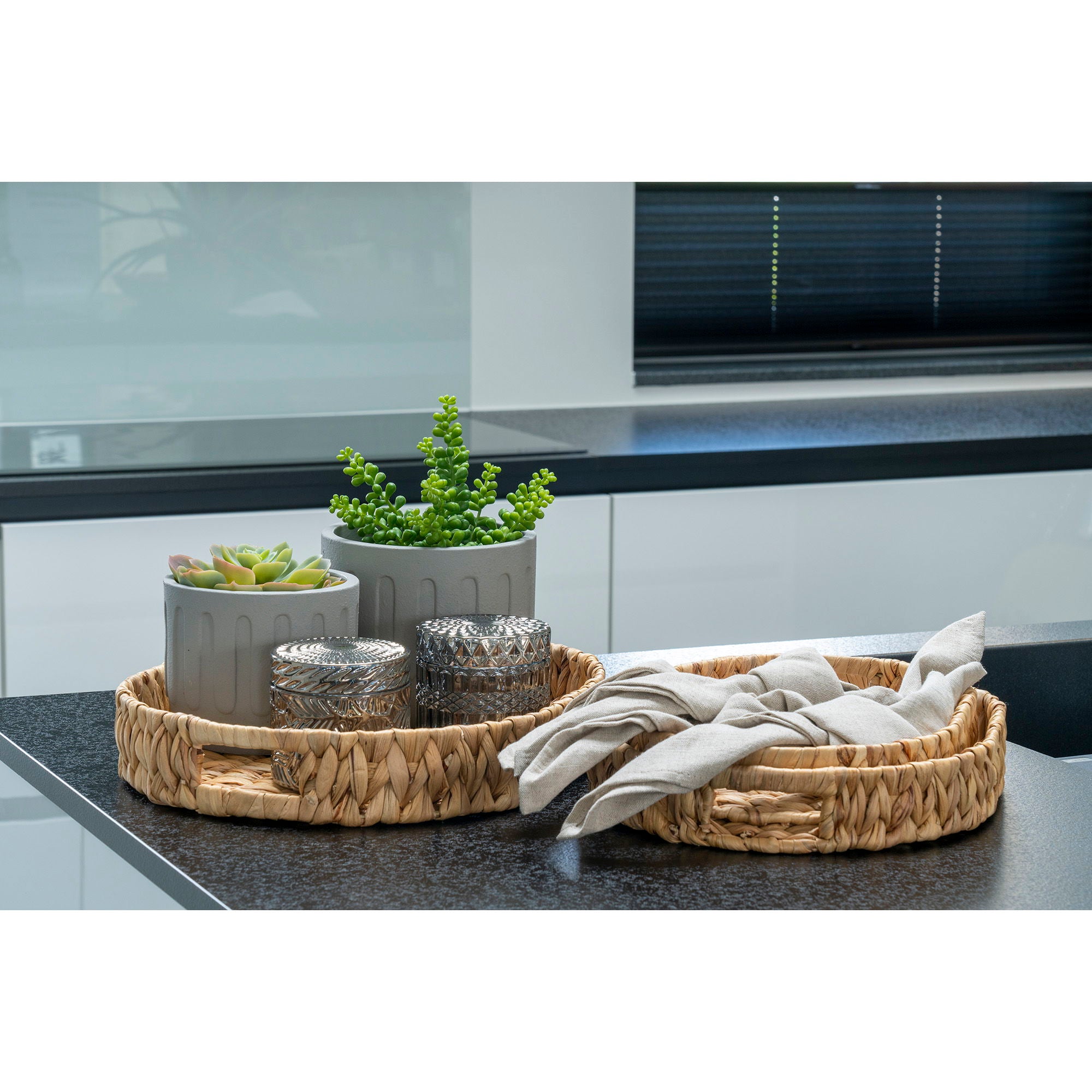 Estoril – Tablett-Set aus Wasserhyazinthe, natur, 3-teilig